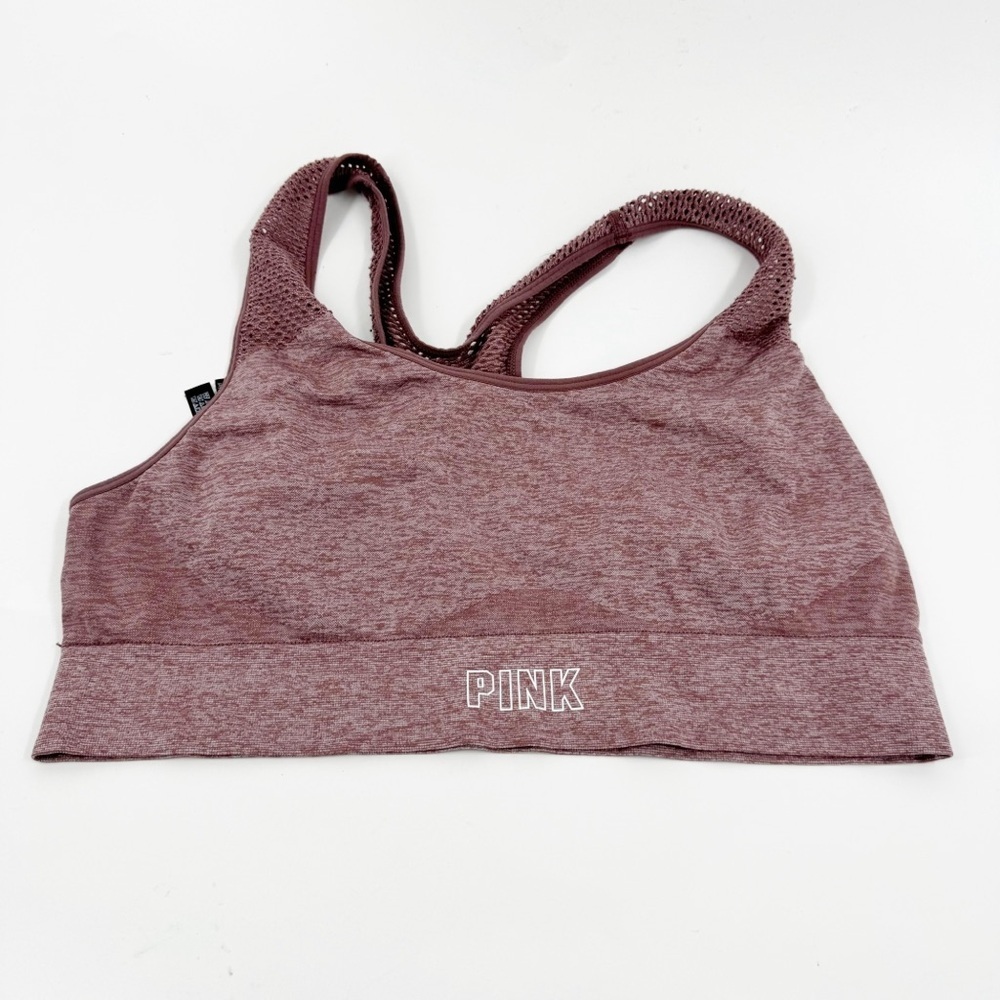 ✅ Victoria’s Secret Pink Sport Seamless Lightly Lined Bra‎ Gray & Rose X-LARGE